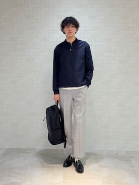 「SUIT SQUARE（スーツスクエア）のロングTシャツ 長袖 裏毛天竺 PERFORMANCE SUIT SERIES（Tシャツ/カットソー、ホワイト系）」を使った、SUIT SQUAREさん（レディース・157cm）の春コーディネート