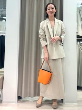 「SUIT SQUARE（スーツスクエア）のキャミワンピース／ウォッシャブル／UVカット／BREEZE COOL／無地／BIYORI UP（ワンピース、ベージュ系）」を使った、SUIT SQUAREさん（レディース・159cm）の夏コーディネート
