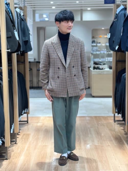 セール】GOOVI ダブルブレストジャケット ウールソフトツイード ガン