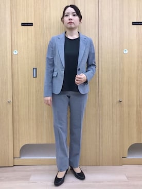 「AOYAMA（アオヤマ）の【＃すご】【清涼】１つボタンテーラードジャケット　グレー（スーツジャケット、グレー系）」を使った、SUIT SQUAREさん（メンズ・186cm）の春コーディネート