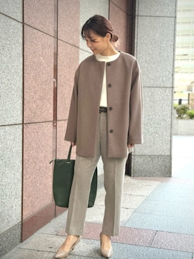 「アイテム（ノーカラーコート）」を使った、SUIT SQUAREさん（レディース・160cm）の冬コーディネート