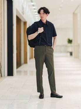 「ACE（エース）のバックパック ACE共同開発 撥水 ナイロン（バックパック/リュック、ブラック系）」を使った、SUIT SQUAREさん（レディース・157cm）の春コーディネート