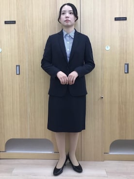 「AOYAMA（アオヤマ）のゼロプレッシャースーツ【テーラードジャケット】【セットアップ着用可】（スーツジャケット、ブルー系）」を使った、SUIT SQUAREさん（レディース・157cm）の春コーディネート