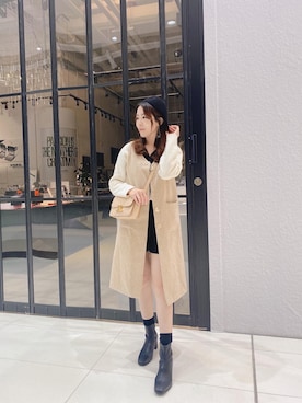 「niko and...（ニコアンド）のアイテム（ノーカラージャケット）」を使った、Carmen Wさん（レディース・158cm）の冬コーディネート