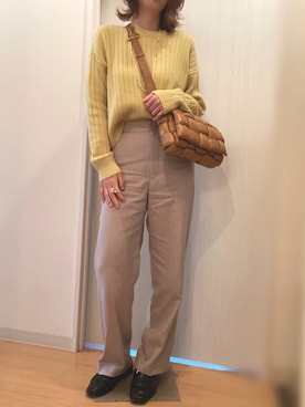 「select MOCA（セレクトモカ）の柔らかく履きやすいフェイクレザーゴールドビット付きローファー（ローファー）」を使った、mee☆さん（レディース・160cm）の春コーディネート