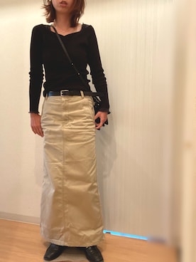 「select MOCA（セレクトモカ）の柔らかく履きやすいフェイクレザーゴールドビット付きローファー（ローファー）」を使った、mee☆さん（レディース・160cm）の秋コーディネート