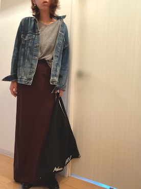 「select MOCA（セレクトモカ）の柔らかく履きやすいフェイクレザーゴールドビット付きローファー（ローファー）」を使った、mee☆さん（レディース・160cm）の春コーディネート