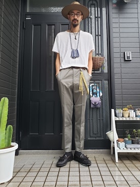 「DEXTER（デクスター）のアイテム」を使った、谷口"O-$HOW"峻介さん（メンズ・186cm）の夏コーディネート