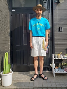 「アイテム（チノパンツ）」を使った、谷口"O-$HOW"峻介さん（メンズ・186cm・30代）の夏コーディネート