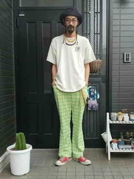 「アイテム（ソックス/靴下）」を使った、谷口"O-$HOW"峻介さん（メンズ・186cm・30代）の夏コーディネート