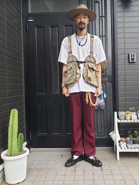 「DEXTER（デクスター）のアイテム」を使った、谷口"O-$HOW"峻介さん（メンズ・186cm）の夏コーディネート