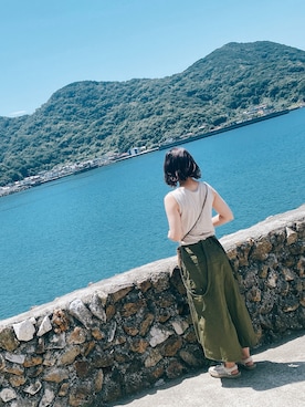 「アイテム（タンクトップ、グレー系）」を使った、n o m u .さん（レディース・158cm）の夏コーディネート