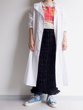 「アイテム（チェスターコート）」を使った、yumiさん（レディース・159cm）の夏コーディネート