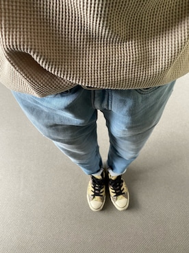 「UNIQLO（ユニクロ）のワッフルヘンリーネックT（長袖）（Tシャツ/カットソー）」を使った、rinzuさん（レディース・166cm）の夏コーディネート