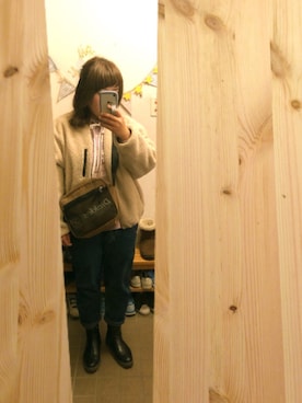 「アイテム（付け襟）」を使った、あやぺさん（レディース・154cm）の冬コーディネート