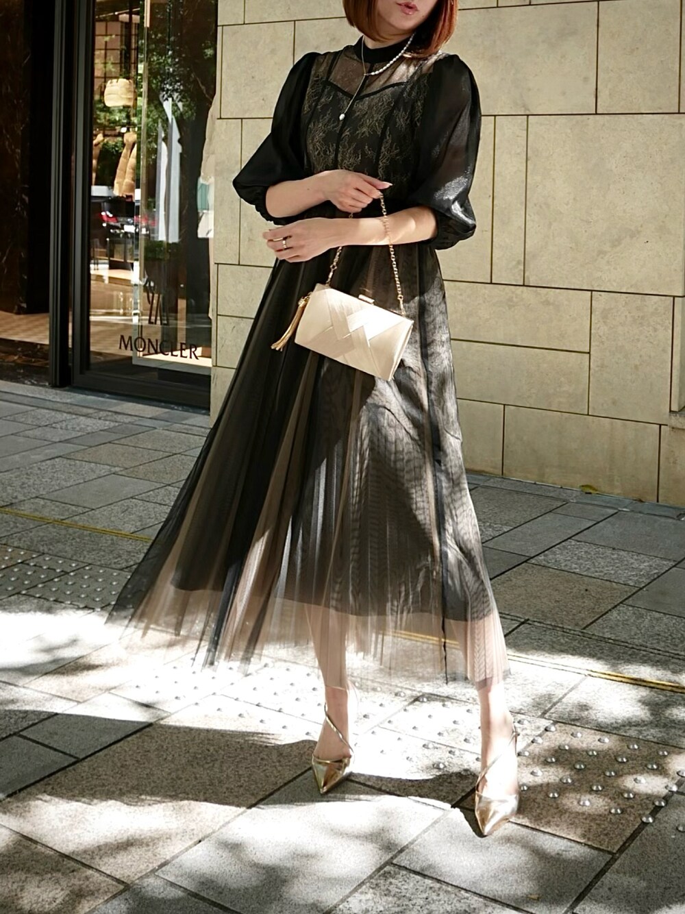 My shawty（ﾏｲｼｬｳﾃｨｰ）の「lace combi pleats dress（ドレス）」 - WEAR