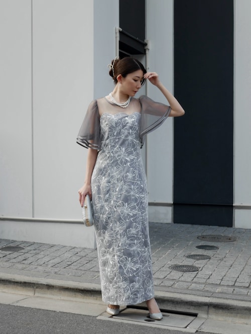 My shawty（マイシャウティー） ドレス flare sleeve lace dress
