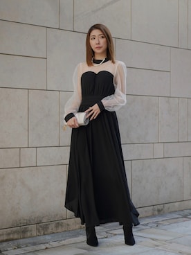 「アイテム（ドレス）」を使った、shiokoさん（レディース・155cm）の冬コーディネート