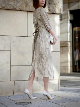 「アイテム（ドレス、グリーン系）」を使った、shiokoさん（レディース・155cm）の春コーディネート