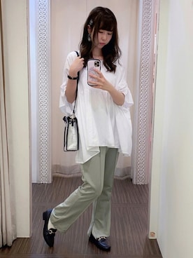 「リネンブラウス」｜「アイテム（その他）」を使った、ひかるさん（レディース・159cm）の夏コーディネート