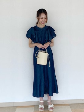 「デニムワンピース」｜「アイテム（その他）」を使った、ひかるさん（レディース・159cm）の夏コーディネート
