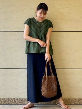 「RODE SKO（ロデスコ）のMARIA タッセルペーパーショルダー（ショルダーバッグ）」を使った、マリンさん（レディース・165cm）の夏コーディネート