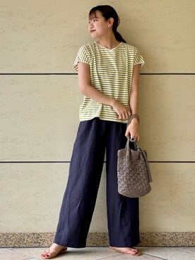 「RODE SKO（ロデスコ）のMARIA タッセルペーパーショルダー（ショルダーバッグ）」を使った、マリンさん（レディース・165cm）の夏コーディネート