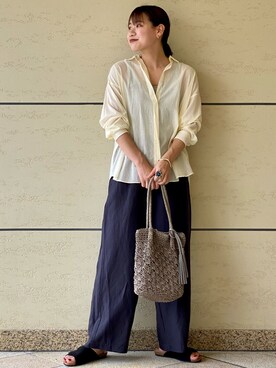 「RODE SKO（ロデスコ）のMARIA タッセルペーパーショルダー（ショルダーバッグ）」を使った、マリンさん（レディース・165cm）の夏コーディネート