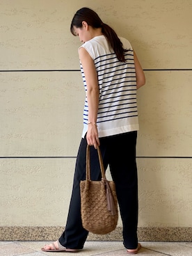 「RODE SKO（ロデスコ）のMARIA タッセルペーパーショルダー（ショルダーバッグ）」を使った、マリンさん（レディース・165cm）の夏コーディネート