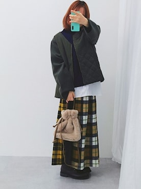 「nissen（ニッセン）の【ゆったり幅広】カジュアルレースアップショートブーツ（低反発中敷）（選べるワイズ）（ブーツ）」を使った、NA_NAさん（レディース・156cm）の冬コーディネート