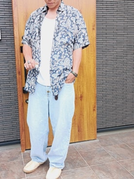 「レーヨンシャツ」｜「アイテム（アクセサリー）」を使った、ななともさん（メンズ・173cm）の夏コーディネート