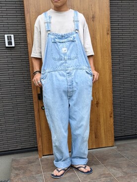 「ビーサン」｜「アイテム（オールインワン・サロペット）」を使った、ななともさん（メンズ・173cm）の夏コーディネート