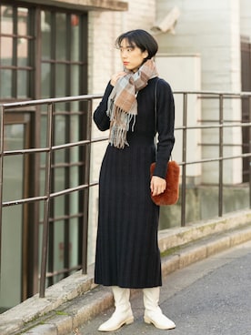 「チェック柄に恋してる」｜「アイテム（その他）」を使った、おさやさん（レディース・167cm）の冬コーディネート