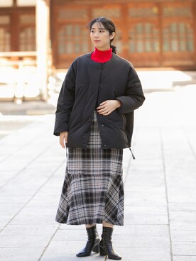 「チェック柄に恋してる」｜「アイテム（その他）」を使った、おさやさん（レディース・167cm）の冬コーディネート