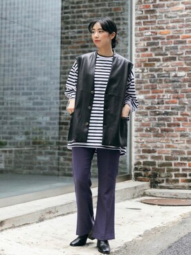 「秋トレンド2021」｜「アイテム（その他アウター）」を使った、おさやさん（レディース・167cm）の夏コーディネート