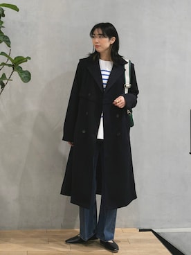 「RODE SKO」｜「アイテム（トレンチコート）」を使った、おさやさん（レディース・167cm）の冬コーディネート
