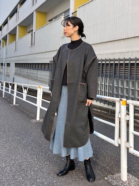 「SENSE OF PLACE by URBAN RESEARCH（センスオブプレイスバイアーバンリサーチ）のフェイクレザーマルシェバッグ（トートバッグ）」を使った、おさやさん（レディース・167cm）の秋コーディネート