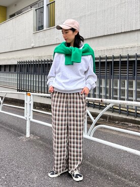「チェック柄に恋してる」｜「アイテム（その他）」を使った、おさやさん（レディース・167cm）の秋コーディネート