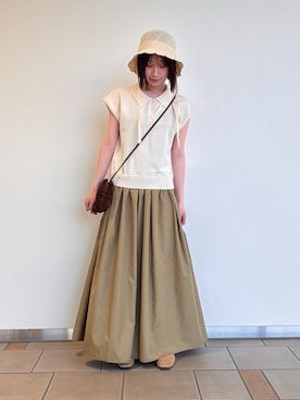 「URBAN RESEARCH（アーバンリサーチ）のレザーショルダーバッグ（ショルダーバッグ、ブラウン系）」を使った、れ い か さん（レディース・153cm）の春コーディネート