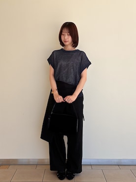 「ITEMS URBANRESEARCH（アイテムズ アーバンリサーチ）のメッシュニットベスト（ベスト、ブルー系）」を使った、れいかさん（レディース・153cm）の秋コーディネート