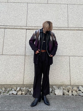 「美容師」｜「アイテム（ライダースジャケット）」を使った、天翔さん（メンズ・168cm）の冬コーディネート