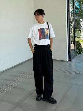 「THE RERACS（ザ・リラクス）のアイテム（スラックス）」を使った、Takamitsuさん（メンズ・179cm）の春コーディネート