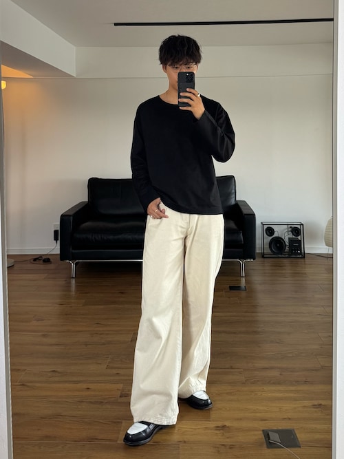 LURAKU】Open Neck Short Length Tee / LURAKU オープンネック短丈T