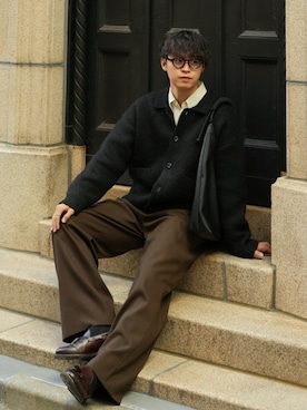 「アイテム（カーディガン/ボレロ）」を使った、Takamitsuさん（メンズ・178cm）の秋コーディネート