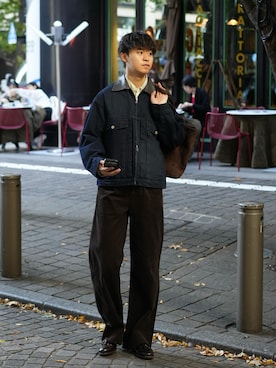 「アイテム（デニムジャケット）」を使った、Takamitsuさん（メンズ・178cm）の秋コーディネート