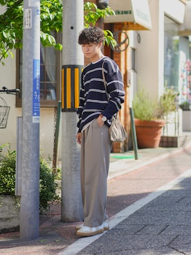 「CLUTCH（クラッチ）のアイテム（スラックス）」を使った、Takamitsuさん（メンズ・179cm）の春コーディネート