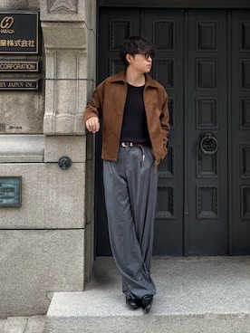 「アイテム（ブルゾン）」を使った、Takamitsuさん（メンズ・178cm）の秋コーディネート