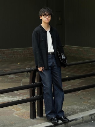 「LURAKU（ルラク）の【LURAKU】Semi-flared Rigid Denim / LURAKU セミフレアリジットデニム｜SETUP対応（デニムパンツ）」を使った、Takamitsuさん（メンズ・178cm）の春コーディネート