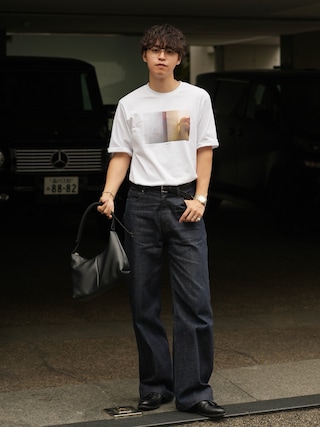 「LURAKU(ルラク)の【LURAKU】Semi-flared Rigid Denim / LURAKU セミフレアリジットデニム|SETUP対応(デニムパンツ)」を使った、Takamitsuさん(メンズ・178cm)の春コーディネート