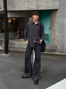「LURAKU（ルラク）の【LURAKU】oversized shirts / LURAKU オーバーサイズシャツ（シャツ/ブラウス）」を使った、Takamitsuさん（メンズ・178cm）の夏コーディネート